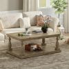 Rustic Floor Shelf Coffee Table with Storage,Solid Pine Wood (As same As WF287269AAD)