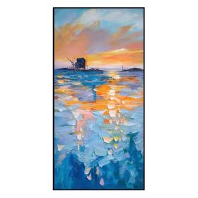 Oil Painting On Canvas Sunset Landscape Poster Wall Art Pictures For Living Room Decorative Entrance Painting Modern Home Decor (size: 150X220cm)